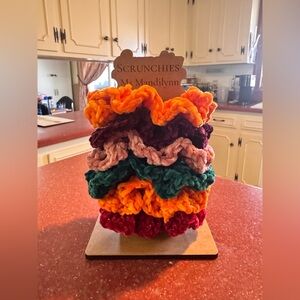 Hand crafted by me personalized wood scrunchie holder made to order